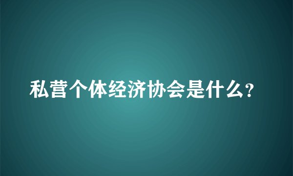 私营个体经济协会是什么？
