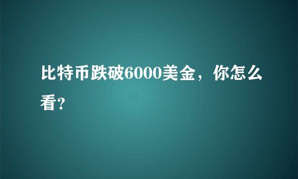 比特币跌破6000美金，你怎么看？