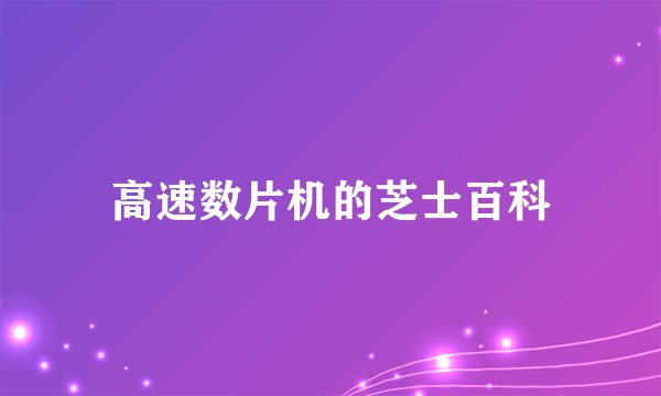 高速数片机的芝士百科