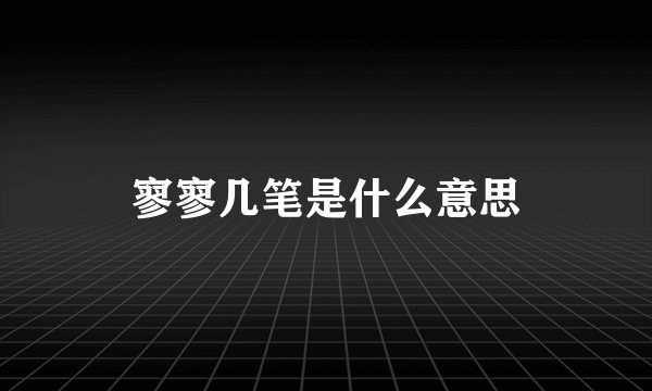 寥寥几笔是什么意思