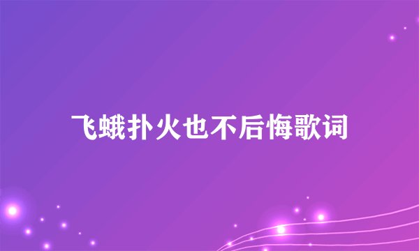 飞蛾扑火也不后悔歌词
