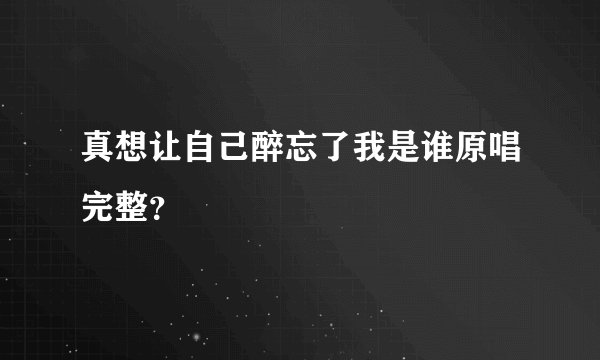 真想让自己醉忘了我是谁原唱完整？