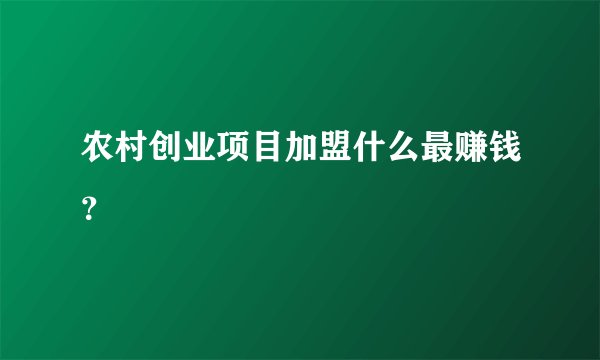 农村创业项目加盟什么最赚钱？