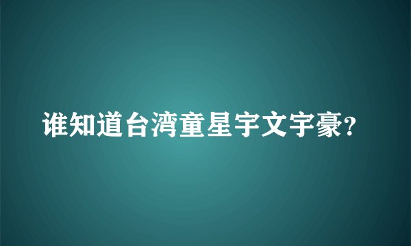 谁知道台湾童星宇文宇豪？