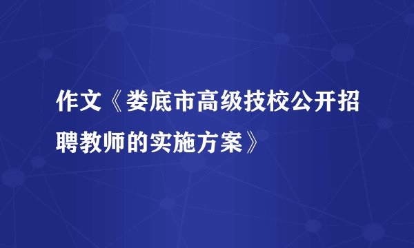 作文《娄底市高级技校公开招聘教师的实施方案》