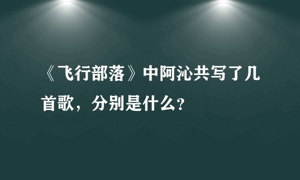 《飞行部落》中阿沁共写了几首歌，分别是什么？