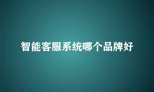智能客服系统哪个品牌好