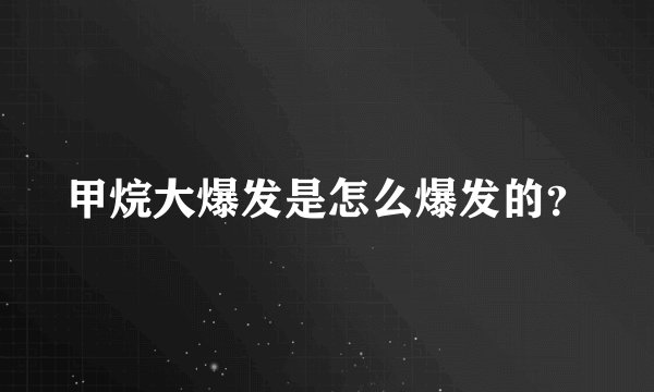 甲烷大爆发是怎么爆发的？