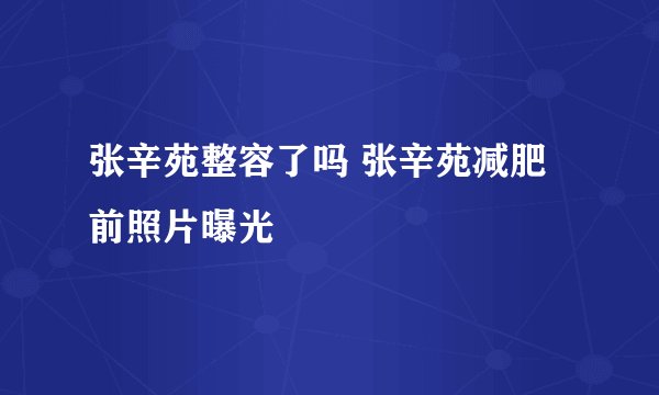 张辛苑整容了吗 张辛苑减肥前照片曝光