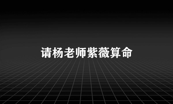 请杨老师紫薇算命
