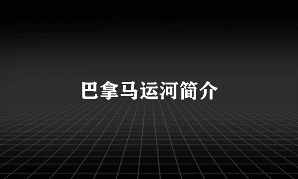 巴拿马运河简介