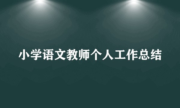 小学语文教师个人工作总结