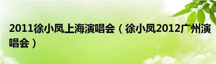2011徐小凤上海演唱会(徐小凤2012广州演唱会)