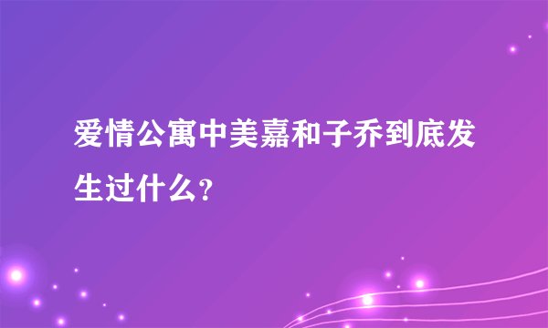 爱情公寓中美嘉和子乔到底发生过什么？