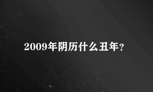 2009年阴历什么丑年?