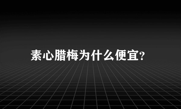 素心腊梅为什么便宜？