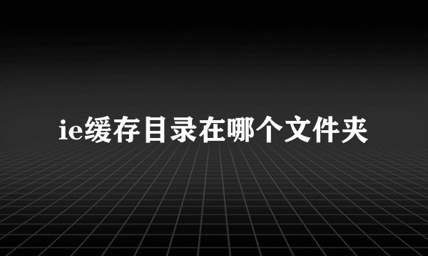 ie缓存目录在哪个文件夹
