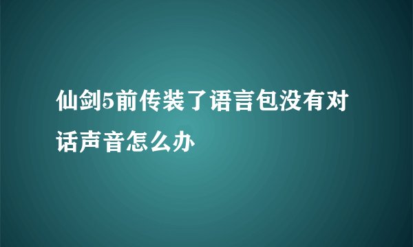 仙剑5前传装了语言包没有对话声音怎么办