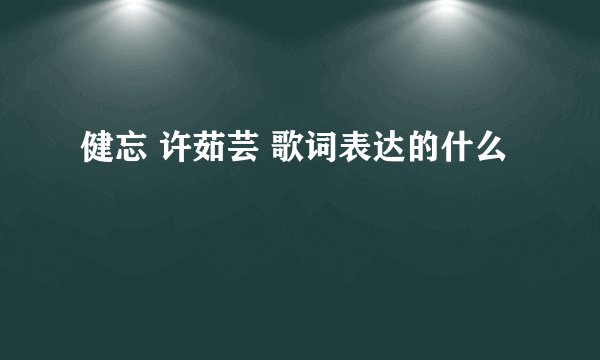 健忘 许茹芸 歌词表达的什么