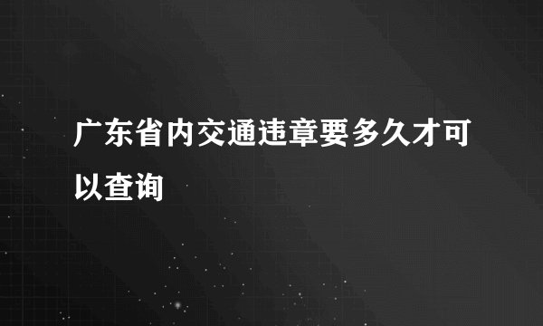 广东省内交通违章要多久才可以查询