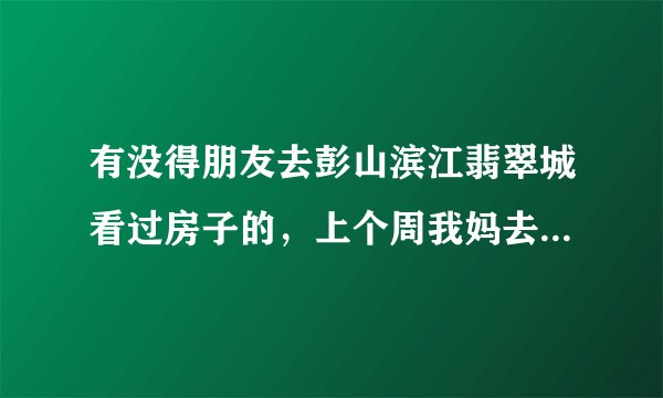 有没得朋友去彭山滨江翡翠城看过房子的，上个周我妈去看过后很喜欢，但我人在外地，想了解一下该不该买？