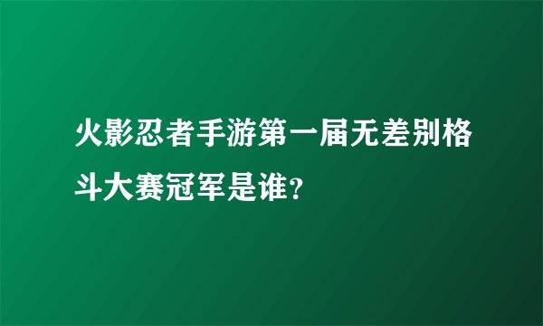 火影忍者手游第一届无差别格斗大赛冠军是谁?
