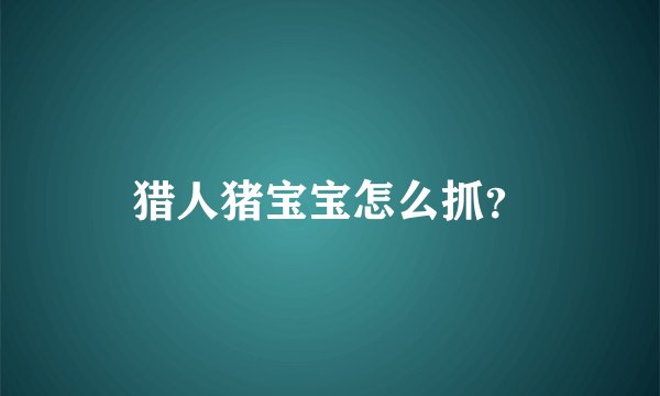 猎人猪宝宝怎么抓？