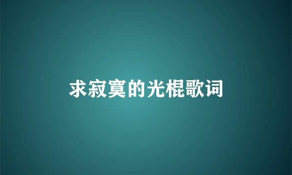 求寂寞的光棍歌词