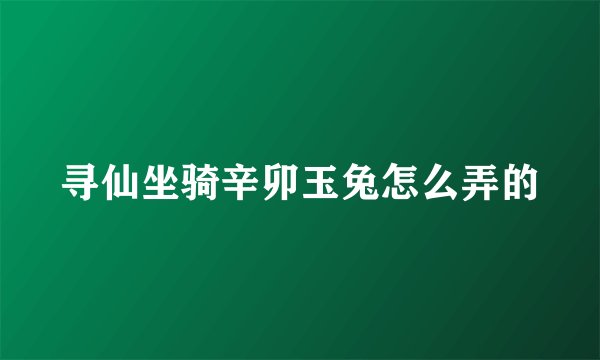 寻仙坐骑辛卯玉兔怎么弄的