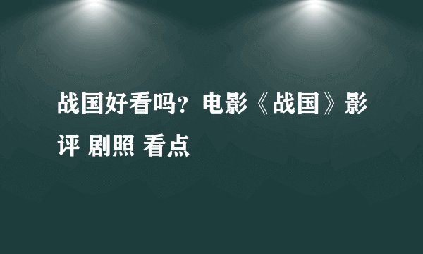战国好看吗？电影《战国》影评 剧照 看点