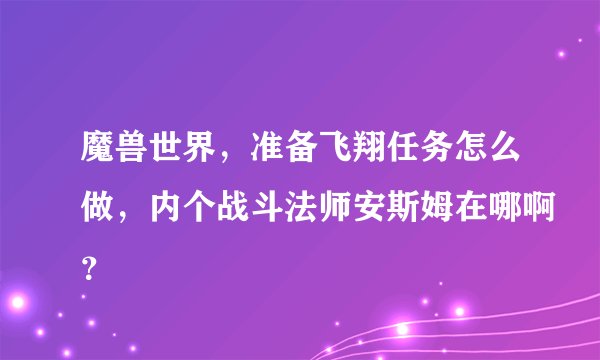 魔兽世界，准备飞翔任务怎么做，内个战斗法师安斯姆在哪啊？