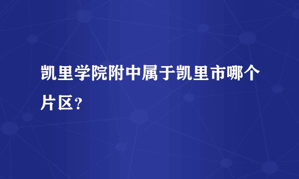 凯里学院附中属于凯里市哪个片区？