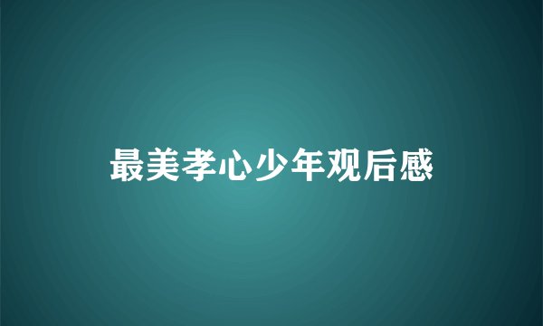 最美孝心少年观后感