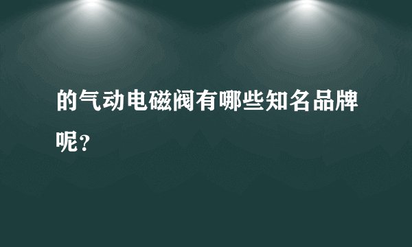 的气动电磁阀有哪些知名品牌呢？