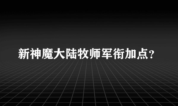 新神魔大陆牧师军衔加点？