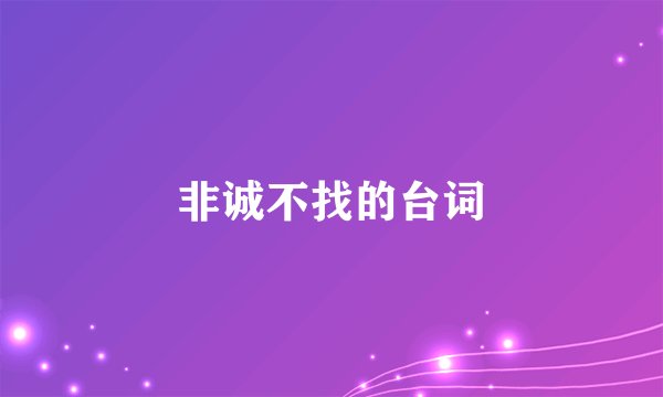 非诚不找的台词