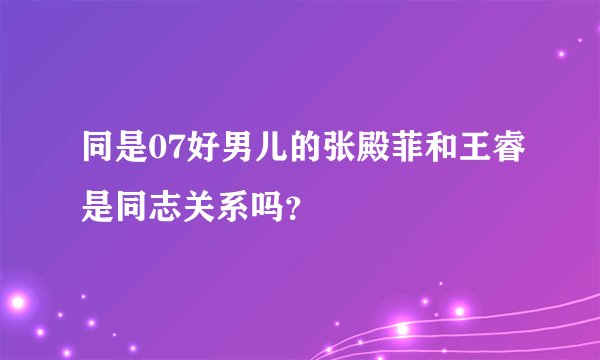 同是07好男儿的张殿菲和王睿是同志关系吗？