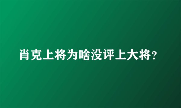 肖克上将为啥没评上大将？
