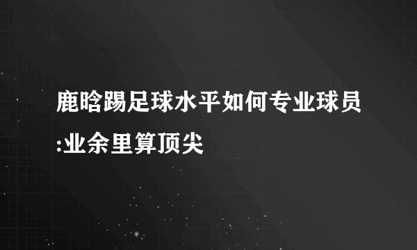 鹿晗踢足球水平如何专业球员:业余里算顶尖