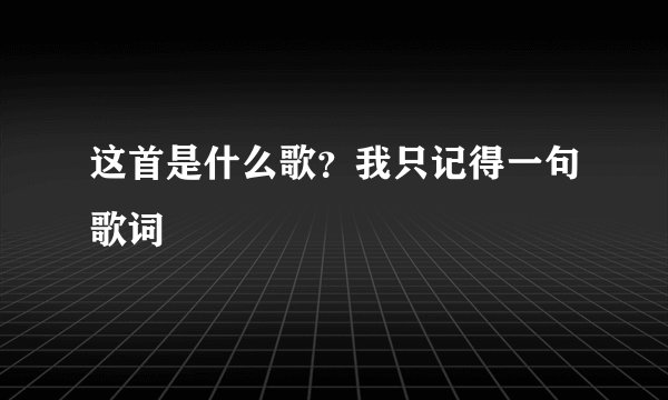 这首是什么歌？我只记得一句歌词