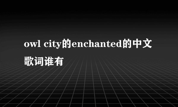 owl city的enchanted的中文歌词谁有