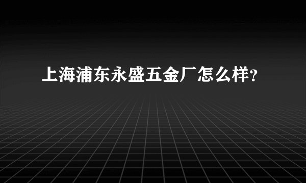 上海浦东永盛五金厂怎么样？