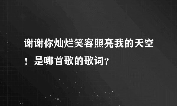 谢谢你灿烂笑容照亮我的天空！是哪首歌的歌词？