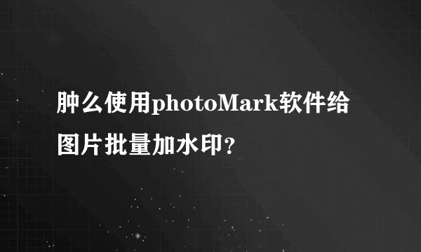 肿么使用photoMark软件给图片批量加水印？