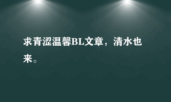 求青涩温馨BL文章，清水也来。