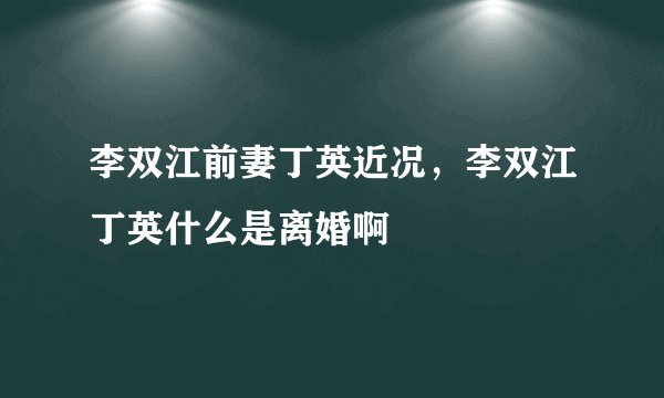 李双江前妻丁英近况，李双江丁英什么是离婚啊