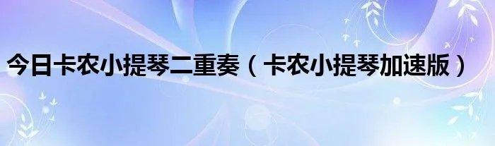 今日卡农小提琴二重奏（卡农小提琴加速版）