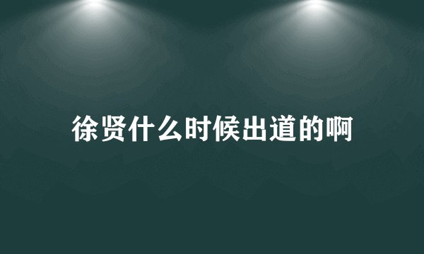 徐贤什么时候出道的啊