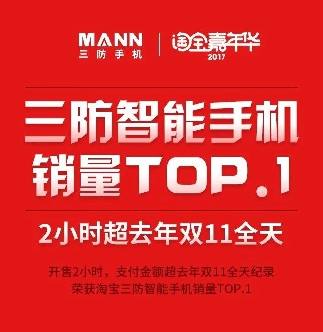 2小时破纪录 MANN手机获三防类销售冠军