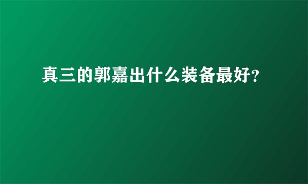 真三的郭嘉出什么装备最好?